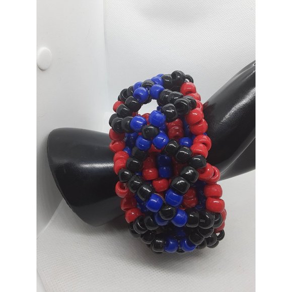 3d Kandi Cuff Rave Bracelet Attached is Spider Thats a man Face Mini Pony Beads - Picture 2 of 8